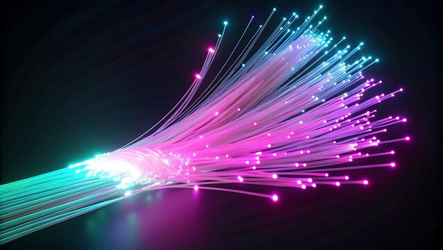 Vibrant fiber optic cables transmitting data in high tech environment