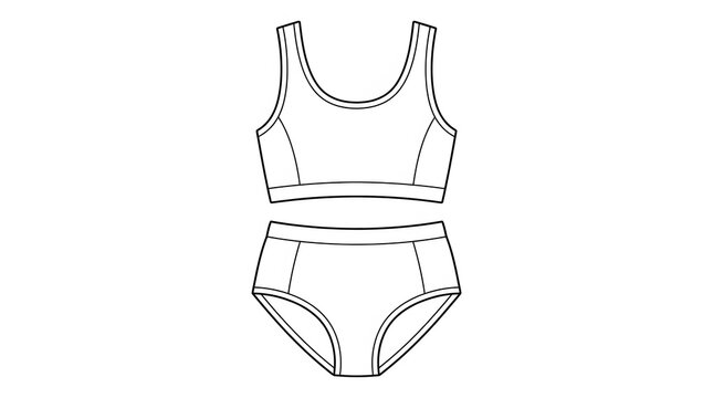 Womens Bikini Swimsuit Fashion Technical Drawing Flat Sketch