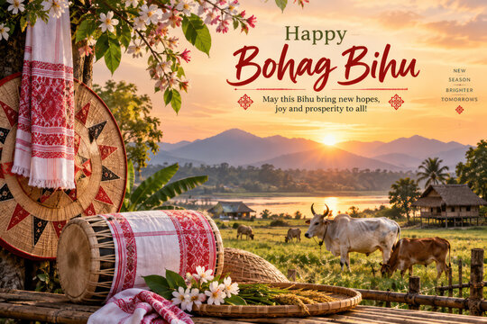 Happy Bohag Bihu Festival Celebration in Assam India
