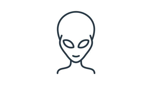 Minimalist outline icon of an alien head.