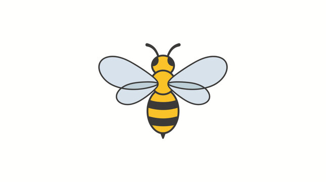 Simple cartoon bee flying with yellow and black stripes