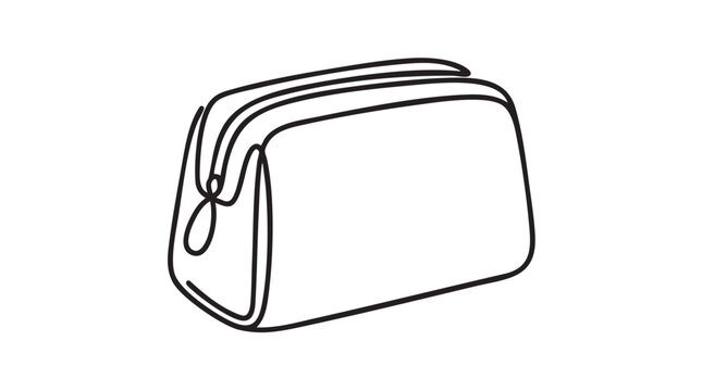 elegant cosmetic bag vector icon, continuous line art design for beauty continuous line art vector icon