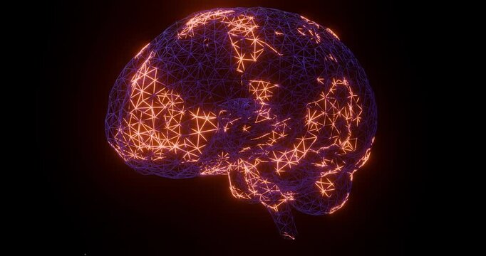 Purple and Orange Cyberpunk Neural Network Brain Seamless Loop for Sci-Fi Technology