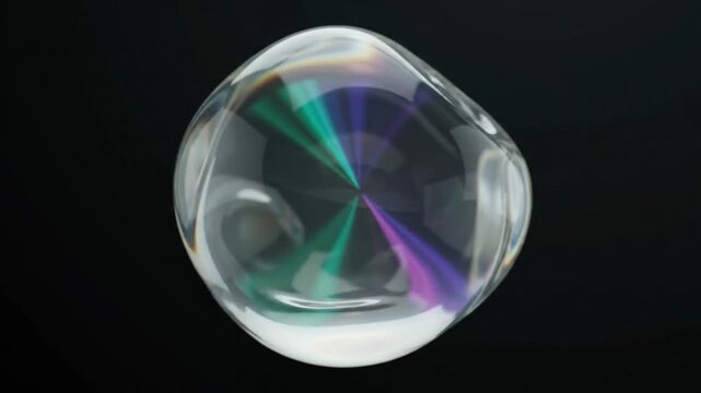 abstract morphing transparent glass soap bubble loop background