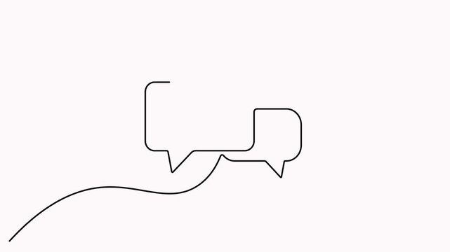 Speech bubble line art animation depicting continuous chat bubbles with an up arrow symbol