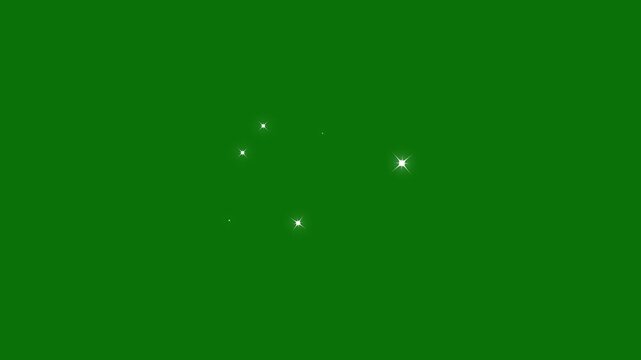 Sparkling white magic stars animation on green screen background, glitter effect shining stars particle effect chroma key glow