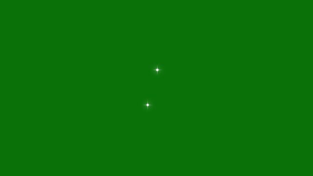 Small cluster of sparkling white magic stars animation on green screen, glitter effect shining stars particle effect chroma key glow