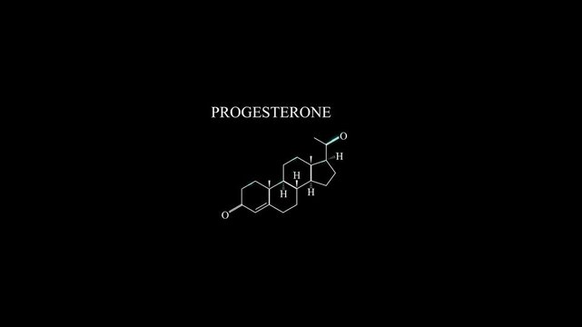 Progesterone Molecule Molecular Structure Animation, Steroid Hormone Chemical Formula Reproductive Science Motion Graphic