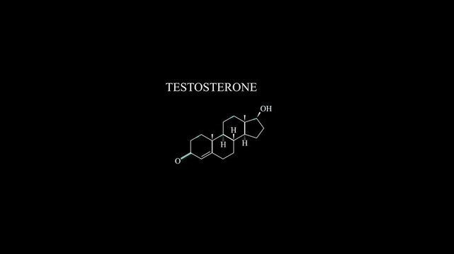 Testosterone Molecule Molecular Structure Animation, Male Sex Hormone Chemical Formula Science Motion Graphic