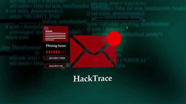 HackTrace Hacking Background Digital Forensics Icon Attack Tracing Investigation Red Envelope Alert Cyber Incident Tracking