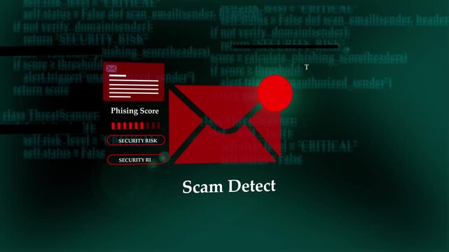 Scam Detect Hacking Background Fraud Detection System Icon Automated Screening Tool Red Envelope Alert Deception Identification