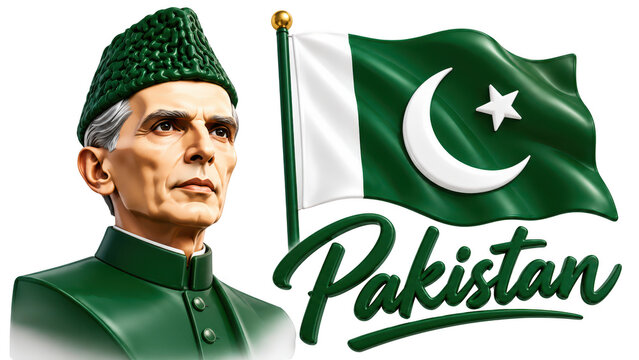 Portrait of a mature man in traditional attire with national flag of pakistan