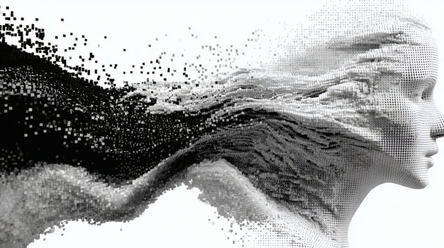 Digital disintegration of a portrait