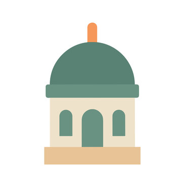 Flat illustration of a building with a dome