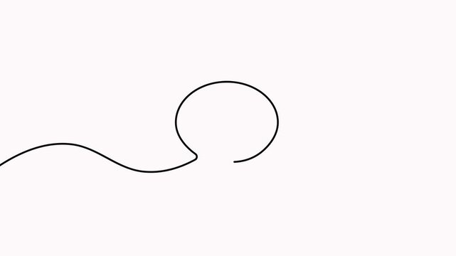 Heart speech-bubble line animation displaying a continuous line drawing of a heart inside a speech bubble on a white background. Motion graphics animation.