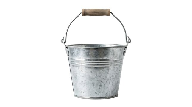 Galvanized steel metal bucket with wooden handle garden pail cleaning bucket