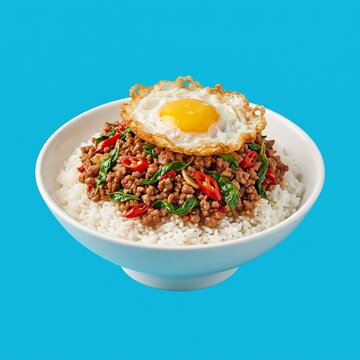 Thai Pad Krapow Combines Minced Meat Basil Chili and Rice 