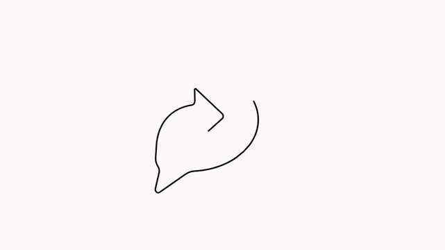 Share speech bubble line animation showing a continuous line drawing of a speech bubble morphing into a share arrow icon. 4K animation.