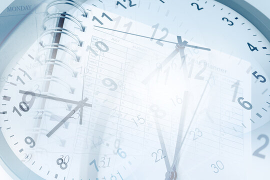 Clocks and calendars blue composite