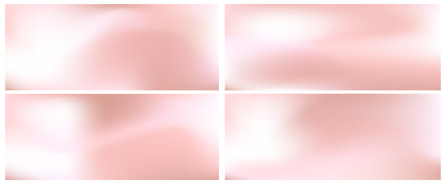 Set of four soft rose gold abstract gradient backgrounds