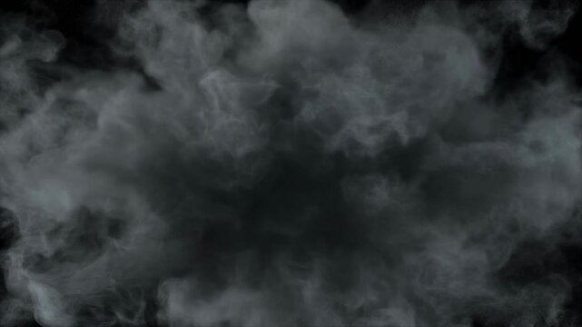 Grey Smoke Explosions Expanding with Cinematic Motion Against Black Background
