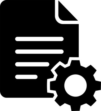 Document file icon with gear symbol isolated on transparent background