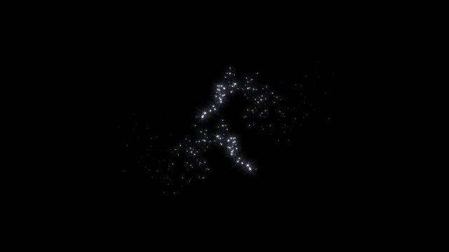 Twinkling star glitter line animation, glowing white particles, magical fairy dust, sparkling doodle stars, shimmering light trail, fantasy sparkle motion effect on black background, seamless 4K