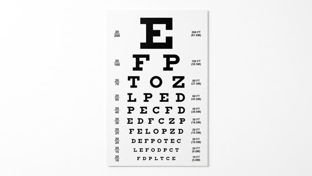 Standard optometry eye chart featuring bold black letters arranged for vision testing printed on white background