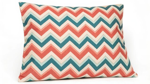 Seamless chevron zigzag pattern in coral and teal with complementary accents, ideal for textile prints, wrapping paper, wallpaper, packaging, and modern geometric surface design projects.