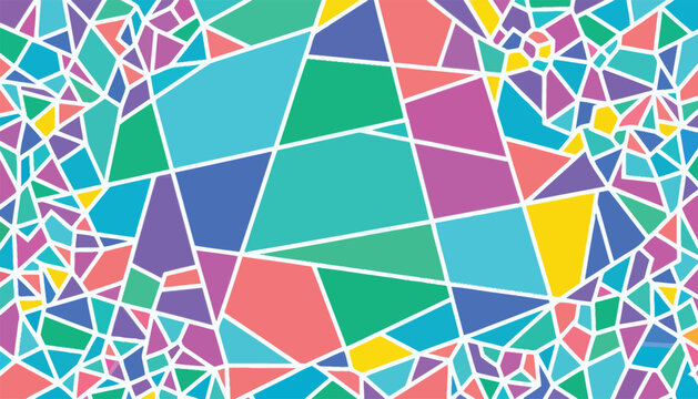 A colorful geometric pattern features interlocking polygonal shapes in shades of blue abstract arrangement background bright composition contemporary design