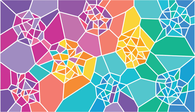 A colorful geometric pattern features interlocking polygonal shapes in shades of purple abstract polygon vibrant mosaic texture design background