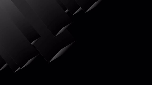 Abstract dark background with floating geometric diamond shapes in slow motion.