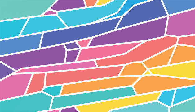 A colorful fractured geometric pattern displays a vibrant arrangement of interlocking polygonal shapes abstract background broken composition contemporary cracked