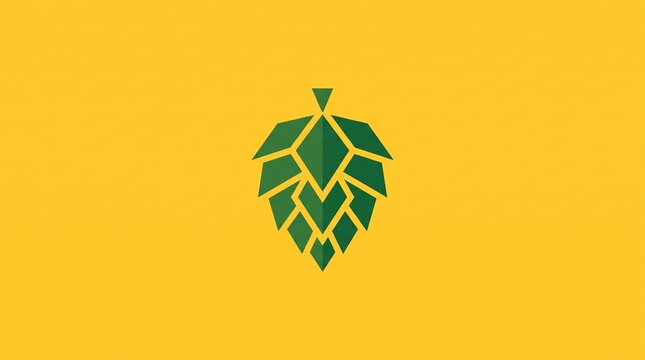 Green hop cone stylized on vibrant yellow background