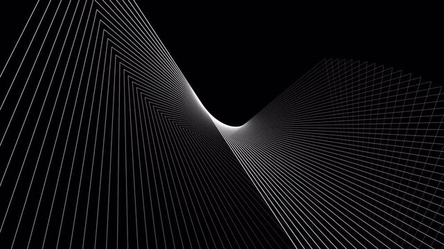 Abstract dark background with rotating spiral geometric lines animation.
