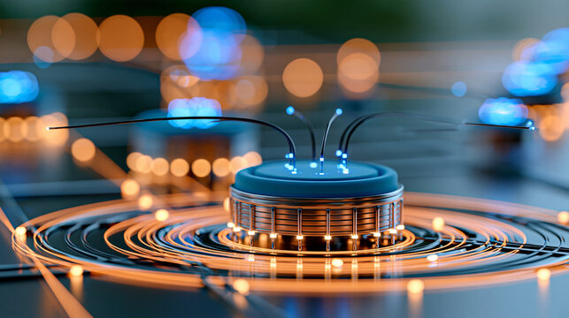 Close-up of a glowing orchestration engine routing tasks between specialized AI agents, workflow automation, enterprise AI, cloud infrastructure, intelligent process management,