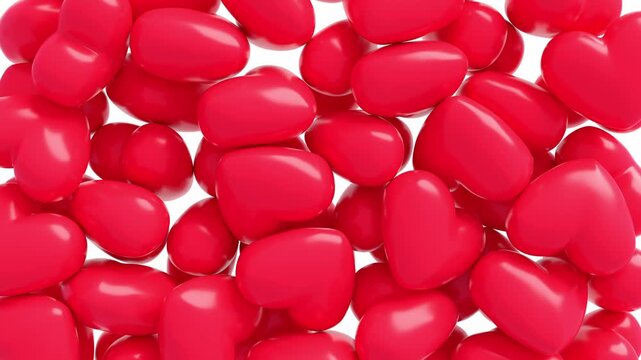 Falling hearts 3D animation for love and social reactions