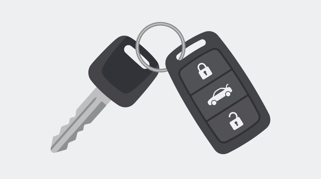 Car key and remote key fob on plain white background.