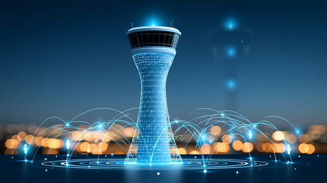 Futuristic digital control tower coordinating autonomous agents across finance, logistics, cybersecurity and customer service, enterprise orchestration, multi-agent systems, cloud
