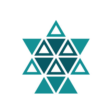 Geometric pattern of teal and white triangles
