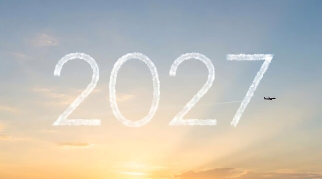 2027 written in the sky with airplane contrails