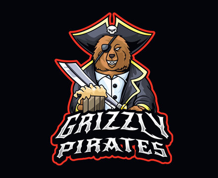 Bear Pirate Mascot Illustration
