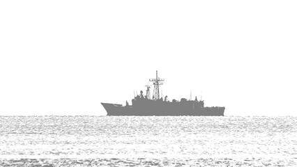 GUIDED MISSILE FRIGATE - A warship is sailing on the sea  © Wojciech Wrzesień
