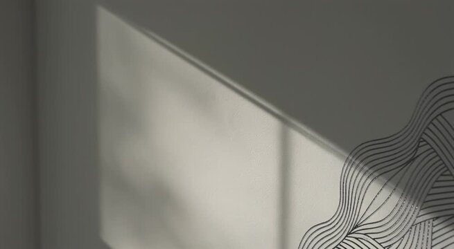 Luxury ambient light wallpaper: subtle silver graphic pattern with over 80% negative space catching sunlight shadow.