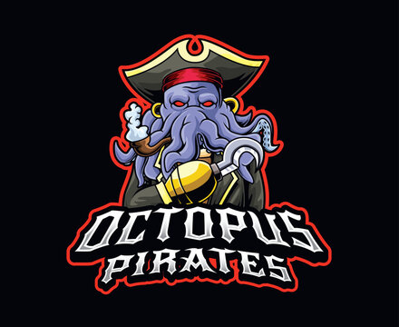 Octopus Pirate Mascot Illustration