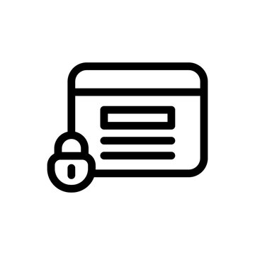 Secure website or browser window icon with a padlock symbol, representing internet security, data protection, and encrypted web browsing