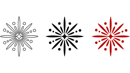 Obraz premium Starburst retro outline set with mid-century modern sparkle symbols isolated on transparent background abstract vector illustration 