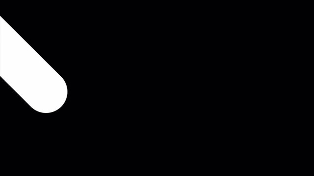 Abstract Minimalist White Shapes Moving on Solid Black Background.