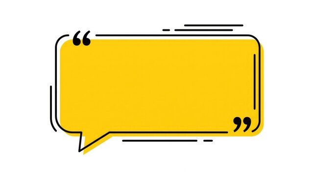 Yellow speech bubble icon with quotation marks isolated on a white background for design elements
