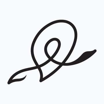 Abstract black curved line vortex swirl organic ribbon shape on white background
